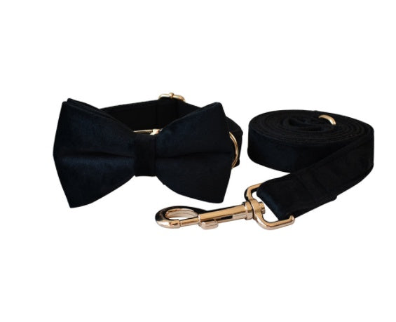 KFX-5031997 Double Layer Microfiber Velvet Collar and Leash Set with Alloy Buckle in Rose Gold