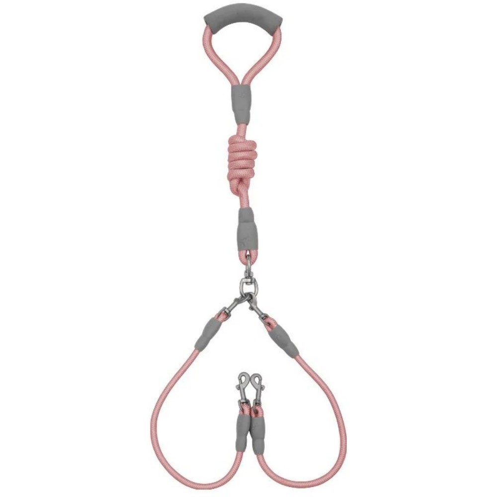 KFX-5035581 Double-Headed Dog Leash for Two Dogs - Nylon Rope with Soft Foam Handle
