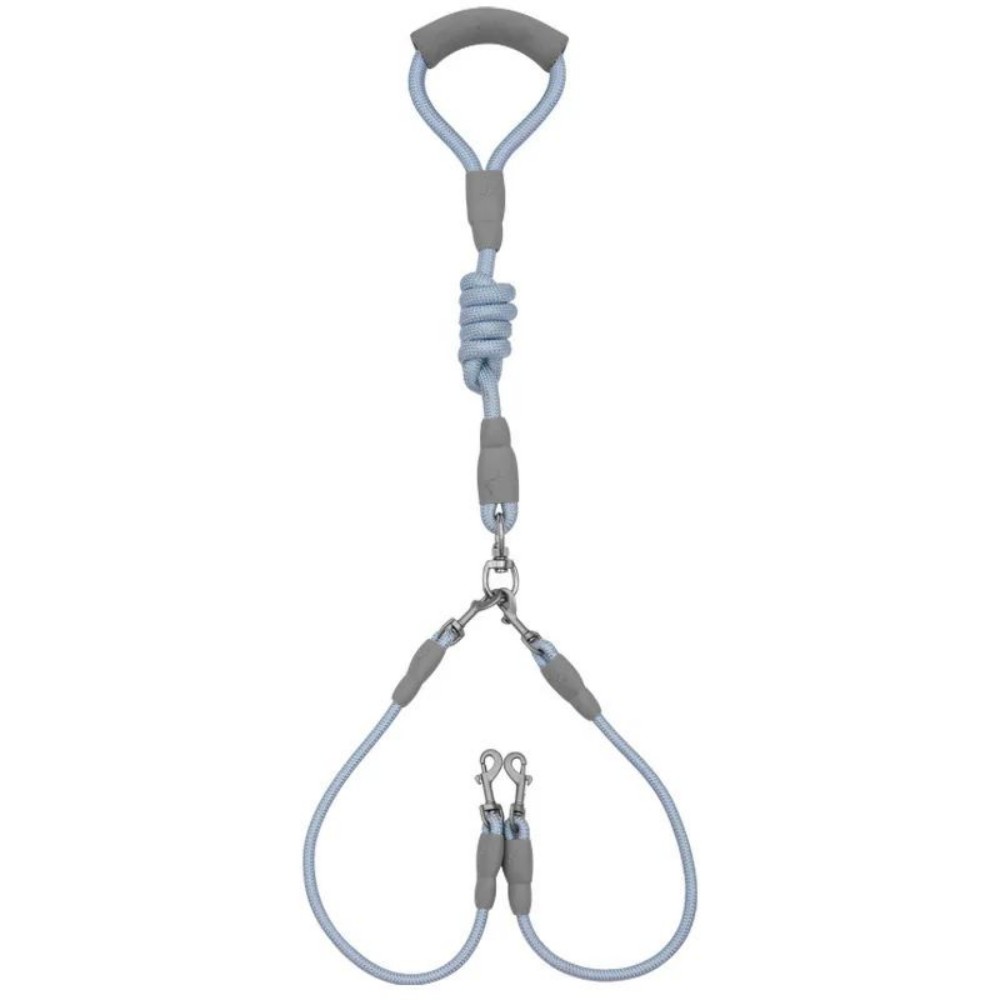 KFX-5035581 Double-Headed Dog Leash for Two Dogs - Nylon Rope with Soft Foam Handle