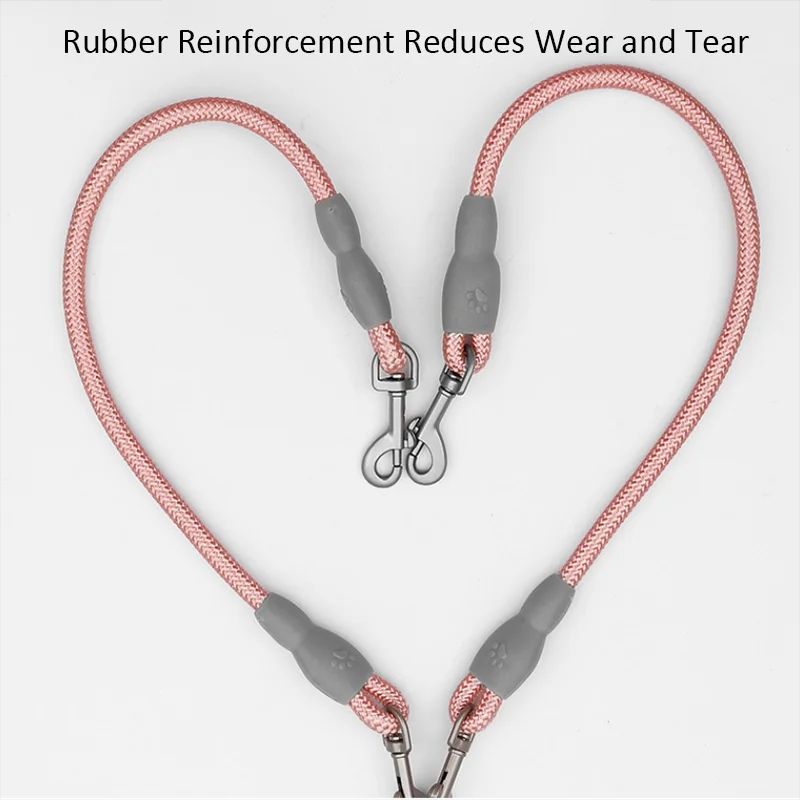 KFX-5035581 Double-Headed Dog Leash for Two Dogs - Nylon Rope with Soft Foam Handle
