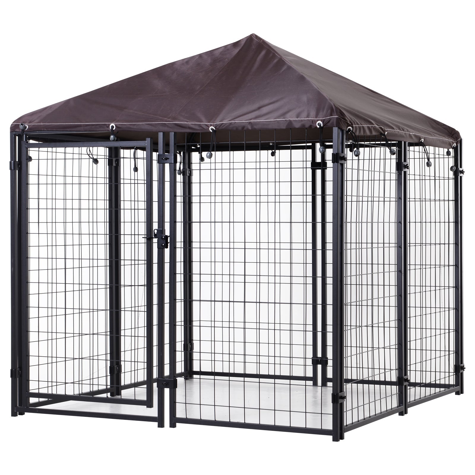 KFX-5039421 Heavy Duty Outdoor Dog Kennel with Waterproof Cover, 4.6' x 4.6' x 5', Lockable Gate for Medium Dogs