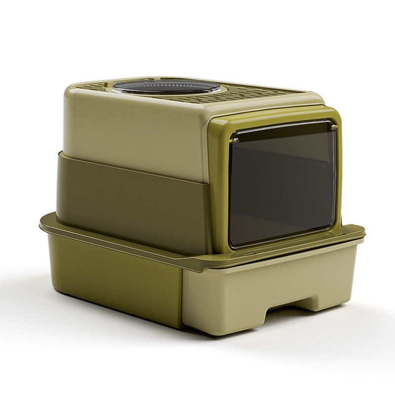 KFX-5039805 Extra Large Closed Cat Litter Box with Folding Design and Deodorizing Bag - Multiple Colors Available