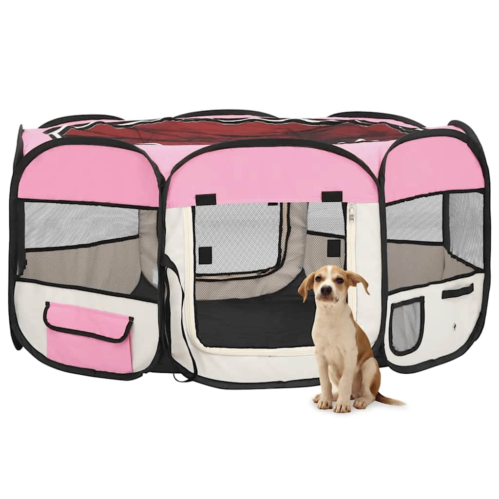 KFX-5040829 Foldable Puppy Playpen with Carrying Bag - Lightweight Steel Frame, Mesh Sides for Good Airflow, Multiple Sizes Available