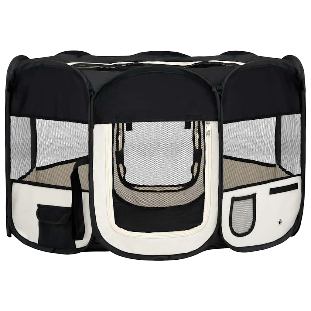 KFX-5040829 Foldable Puppy Playpen with Carrying Bag - Lightweight Steel Frame, Mesh Sides for Good Airflow, Multiple Sizes Available
