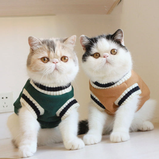 KFX-5041341 Fashionable Fleece Cat Knit Sweater Vest in Green, Khaki, and Wine Red – Sizes S to 3XL