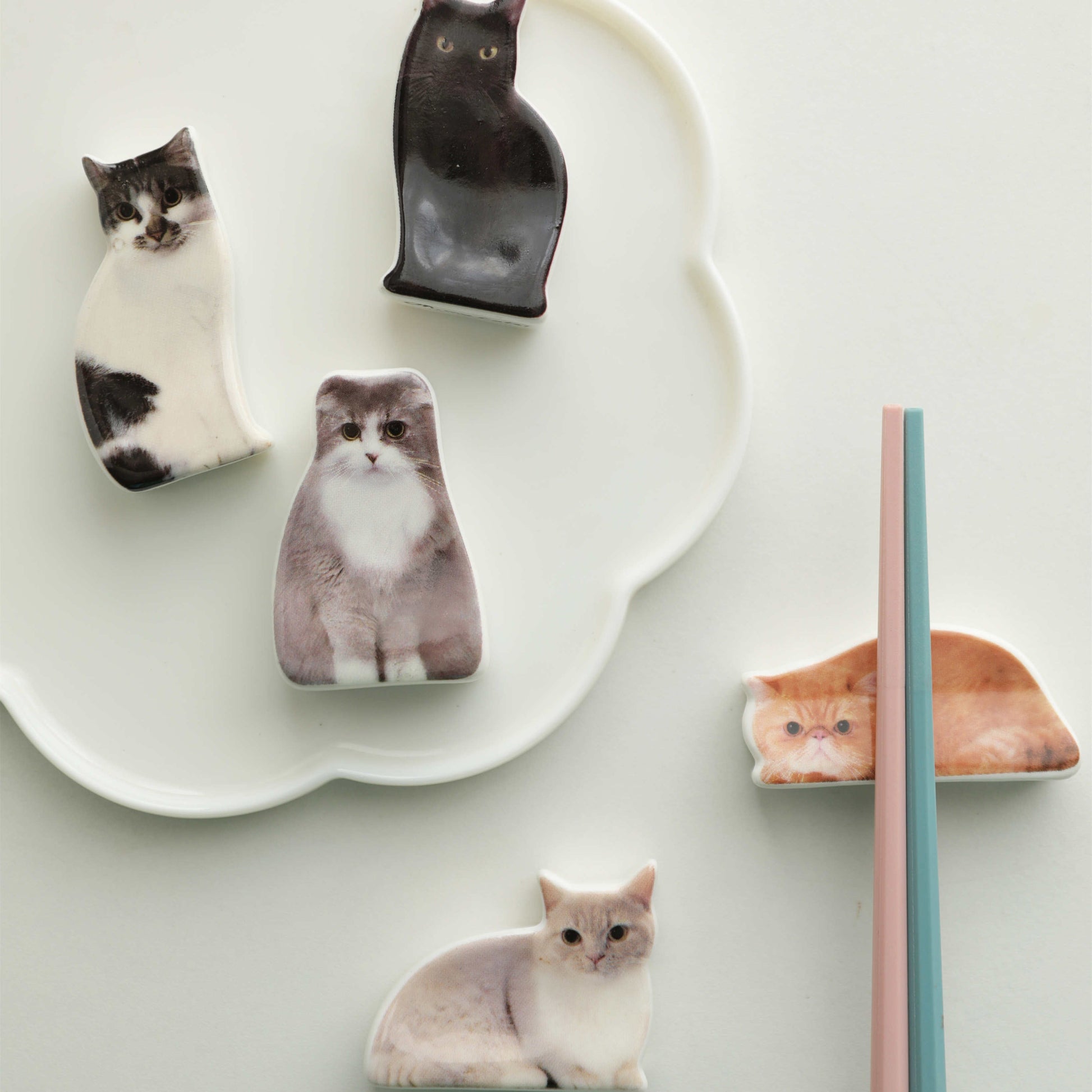 KFX-5043133 Nordic Style Ceramic Soy Sauce Dish and Chopstick Rack Set in Multiple Designs
