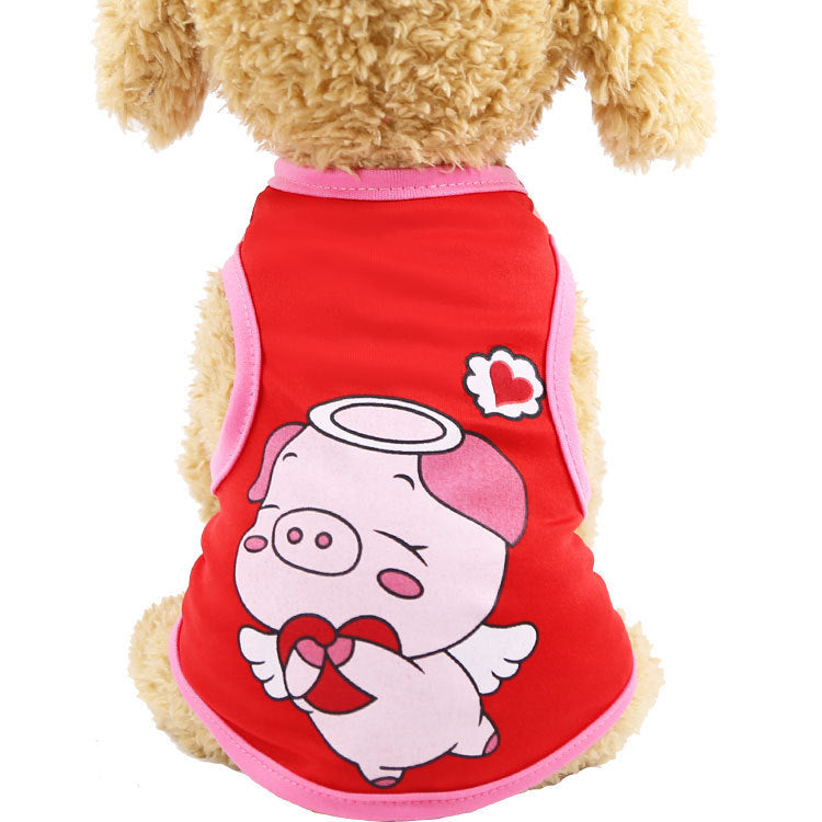 KFX-5043901 Colorful Cartoon Pet Vest for Dogs and Cats – Casual Leather Clothing in Various Fun Designs