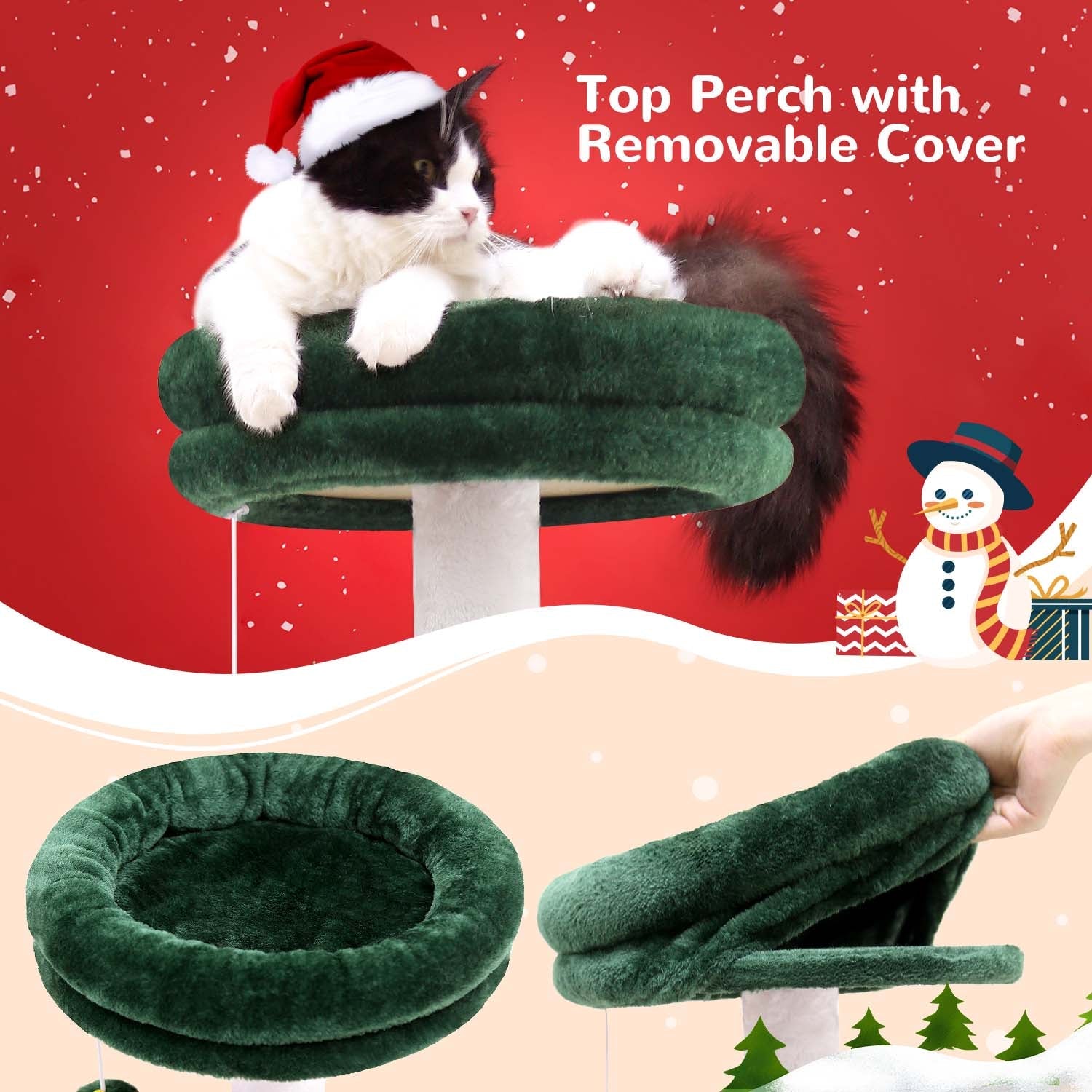 KFX-5044797 Christmas-Themed 33-Inch Cat Climbing Frame for Fun and Play