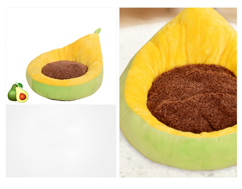 KFX-5045565 Detachable Avocado-Themed Pet Kennel for Small Dogs and Cats - Available in Yellow Green and Gray White