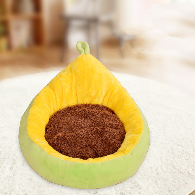 KFX-5045565 Detachable Avocado-Themed Pet Kennel for Small Dogs and Cats - Available in Yellow Green and Gray White