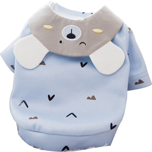 KFX-5046589 Lightweight Thin Fleece Two-Legged Cat Sweater in Bear Design