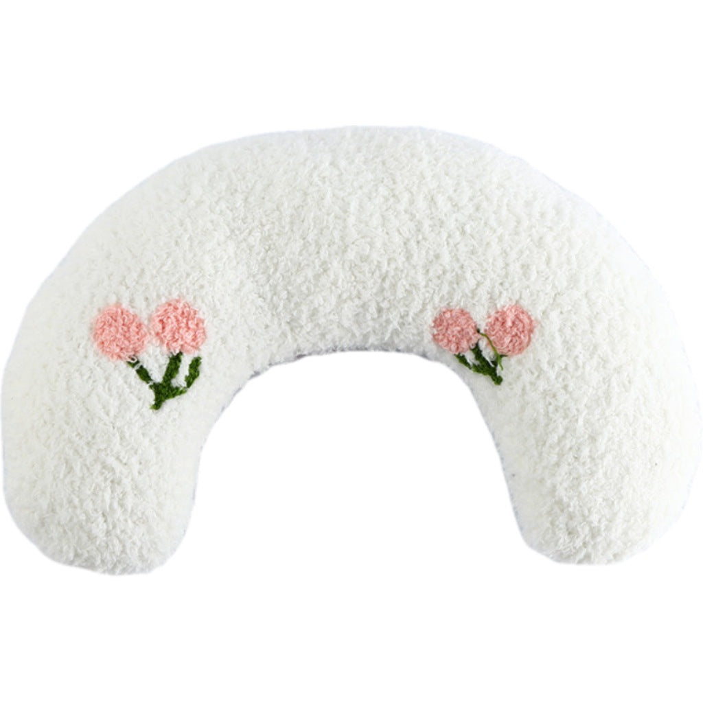 KFX-5048125 Cozy U-Shaped Sleep Pillow for Cats and Small Dogs - Soft Faux Fur Headrest for Calming Comfort