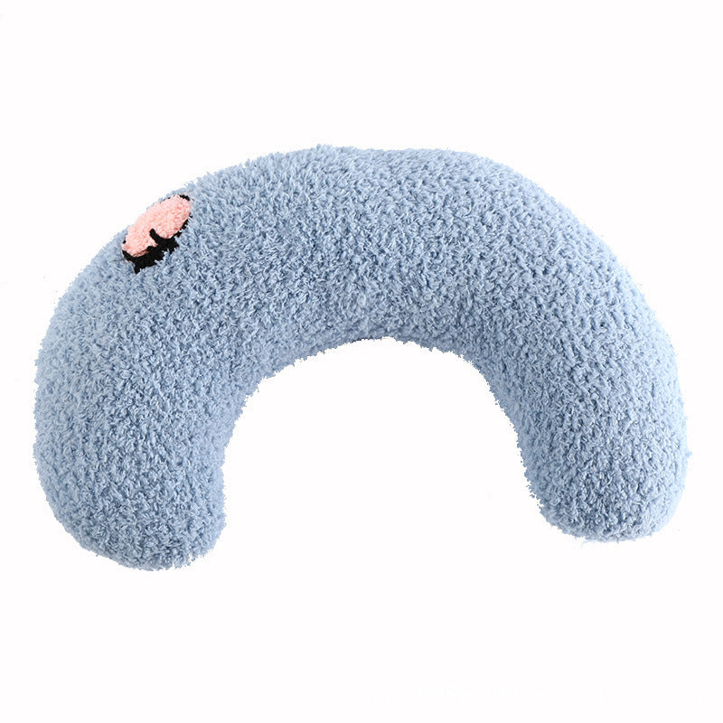 KFX-5048125 Cozy U-Shaped Sleep Pillow for Cats and Small Dogs - Soft Faux Fur Headrest for Calming Comfort