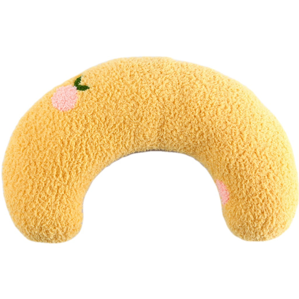 KFX-5048125 Cozy U-Shaped Sleep Pillow for Cats and Small Dogs - Soft Faux Fur Headrest for Calming Comfort