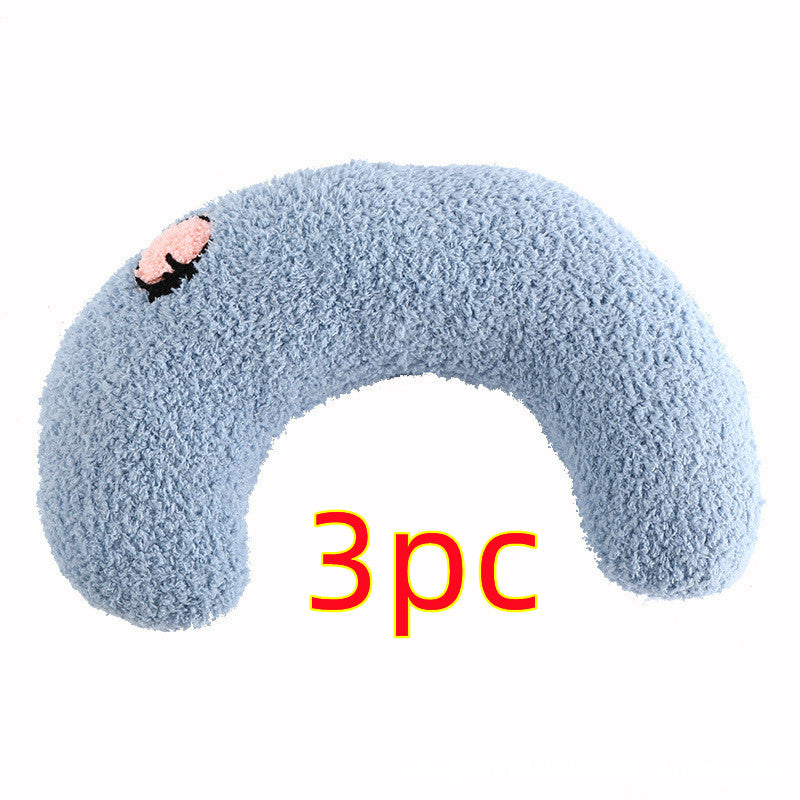 KFX-5048125 Cozy U-Shaped Sleep Pillow for Cats and Small Dogs - Soft Faux Fur Headrest for Calming Comfort