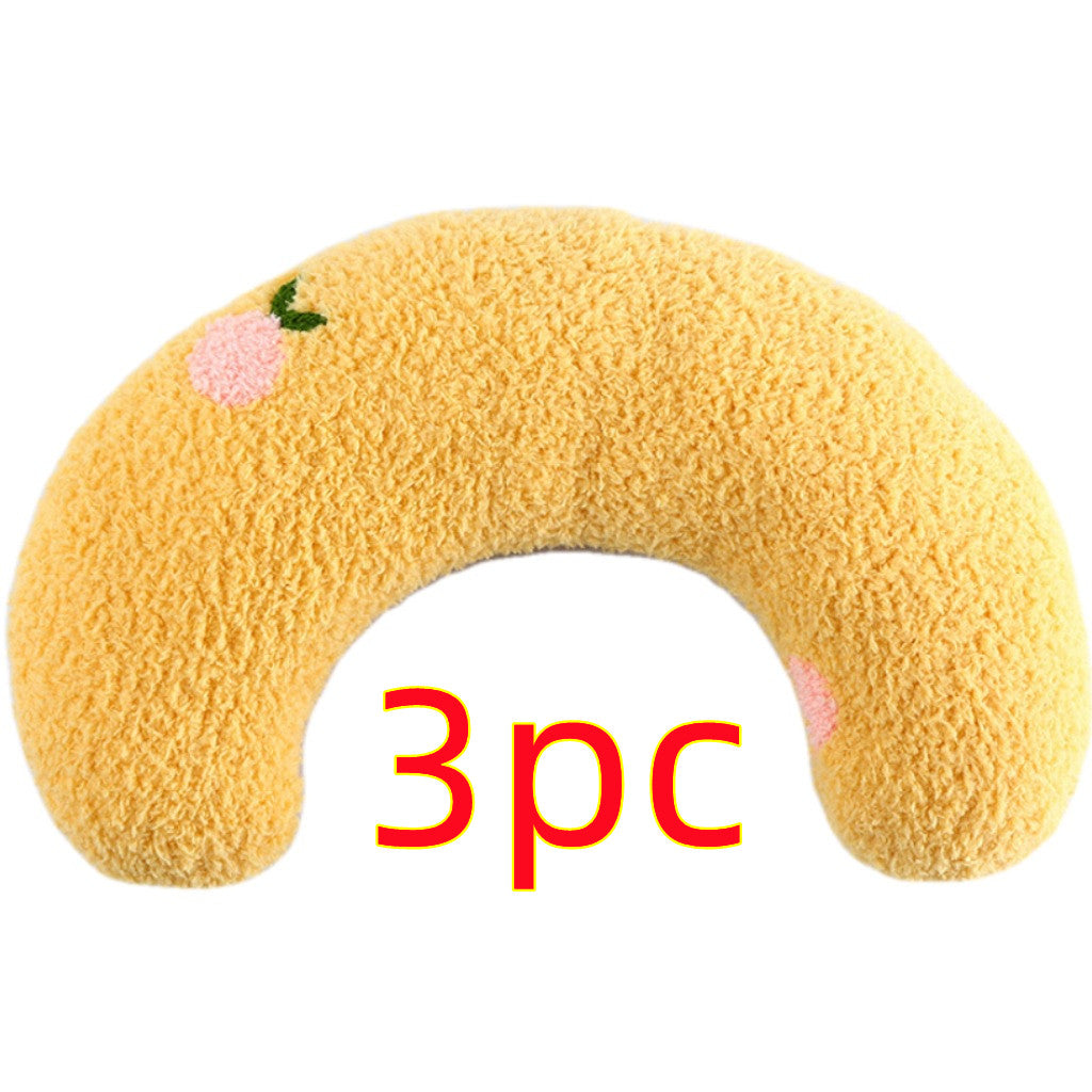 KFX-5048125 Cozy U-Shaped Sleep Pillow for Cats and Small Dogs - Soft Faux Fur Headrest for Calming Comfort
