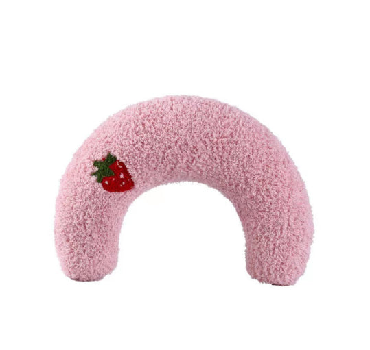 KFX-5048125 Cozy U-Shaped Sleep Pillow for Cats and Small Dogs - Soft Faux Fur Headrest for Calming Comfort