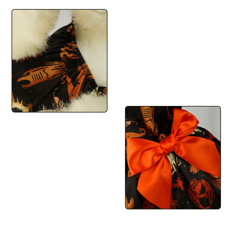 KFX-5048893 Pumpkin Print Mesh Dress for Small Dogs and Cats - Black Costume for Chihuahua, Yorkie, and Pets