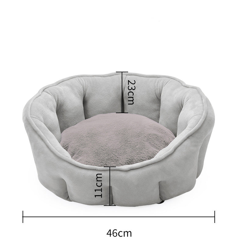 KFX-5051325 Warm Plush Cat Kennel Bed with Hammock and Soft Mat, 46x46x23cm