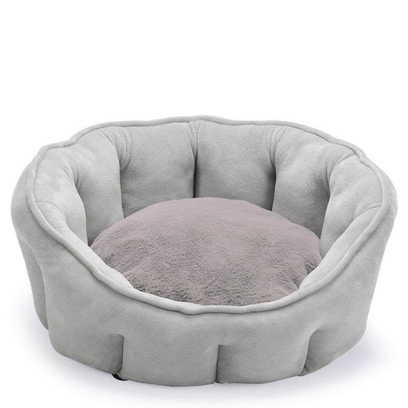 KFX-5051325 Warm Plush Cat Kennel Bed with Hammock and Soft Mat, 46x46x23cm