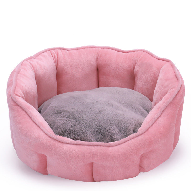 KFX-5051325 Warm Plush Cat Kennel Bed with Hammock and Soft Mat, 46x46x23cm