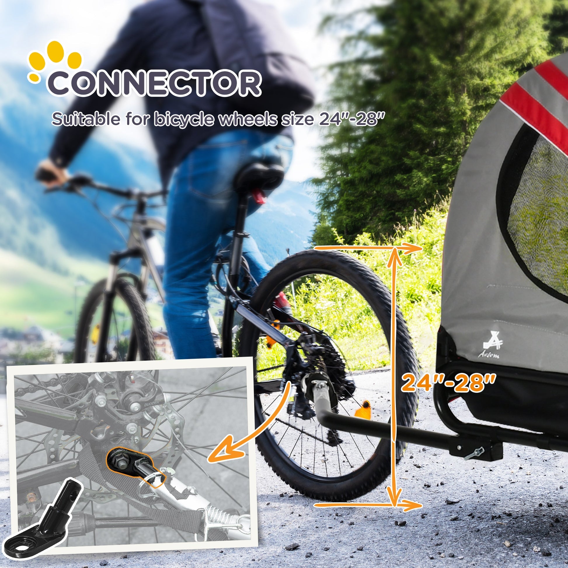 KFX-5052733 2-in-1 Pet Bike Trailer and Stroller Trolley for Small Dogs with Weather-Resistant Fabric and Safety Features