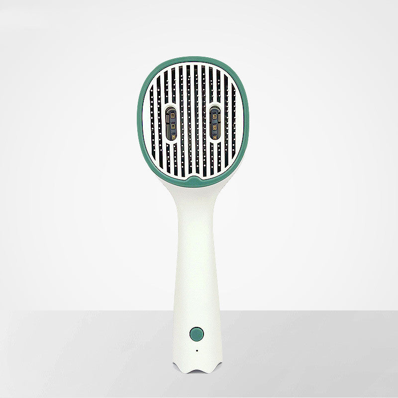 KFX-5052861 Cat and Dog Hair Comb with Sterilization Function, ABS Material - Dark Green and Gray Trim