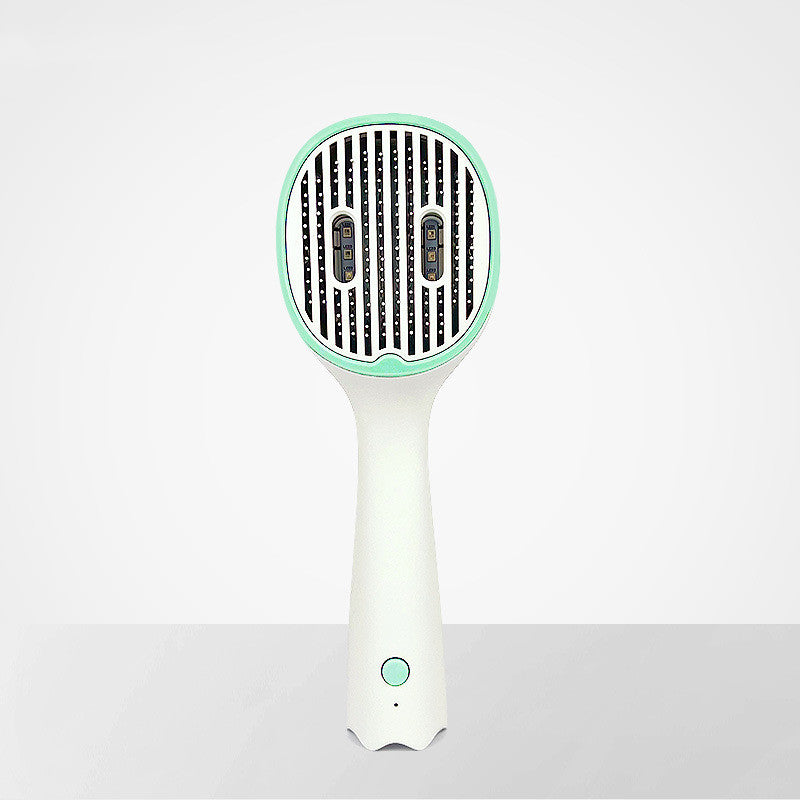KFX-5052861 Cat and Dog Hair Comb with Sterilization Function, ABS Material - Dark Green and Gray Trim