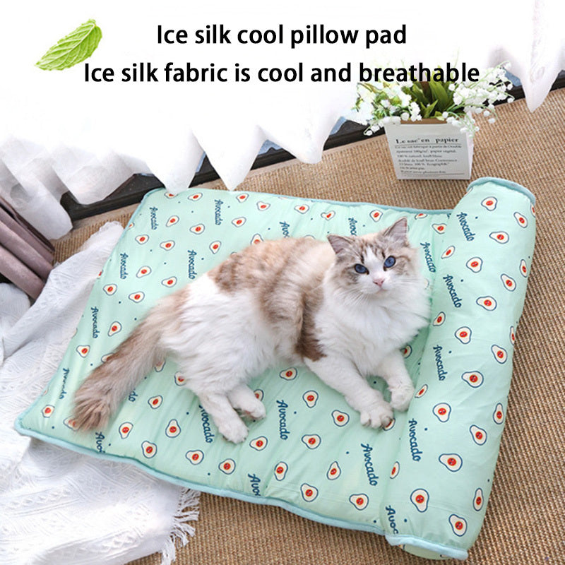 KFX-5054525 Cooling Summer Pet Pad for Dogs and Cats, Breathable and Washable Ice Silk Cotton Mat, Suitable for All Sizes