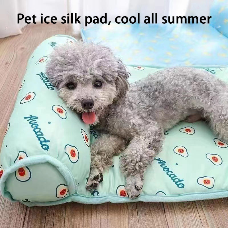 KFX-5054525 Cooling Summer Pet Pad for Dogs and Cats, Breathable and Washable Ice Silk Cotton Mat, Suitable for All Sizes