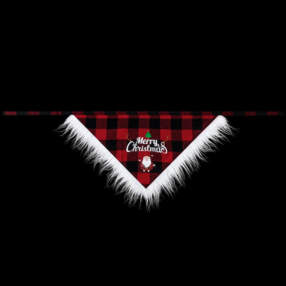KFX-5054653 Lace Trimmed Red and Green Plaid Dog Scarf Bandana for Christmas Celebrations