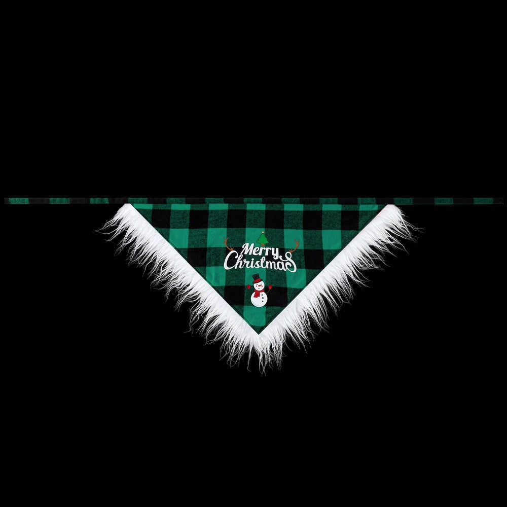KFX-5054653 Lace Trimmed Red and Green Plaid Dog Scarf Bandana for Christmas Celebrations
