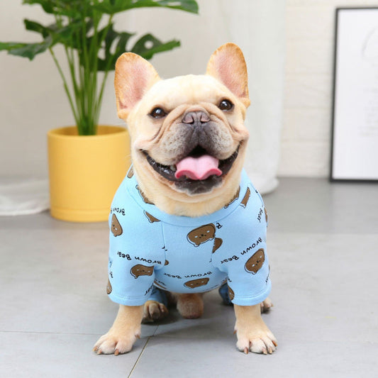 KFX-5055421 Cotton Dog Clothes for Corgis in Blue and Yellow - Available in Multiple Sizes