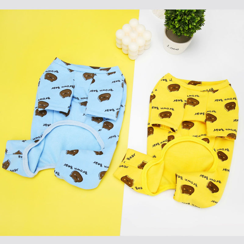 KFX-5055421 Cotton Dog Clothes for Corgis in Blue and Yellow - Available in Multiple Sizes