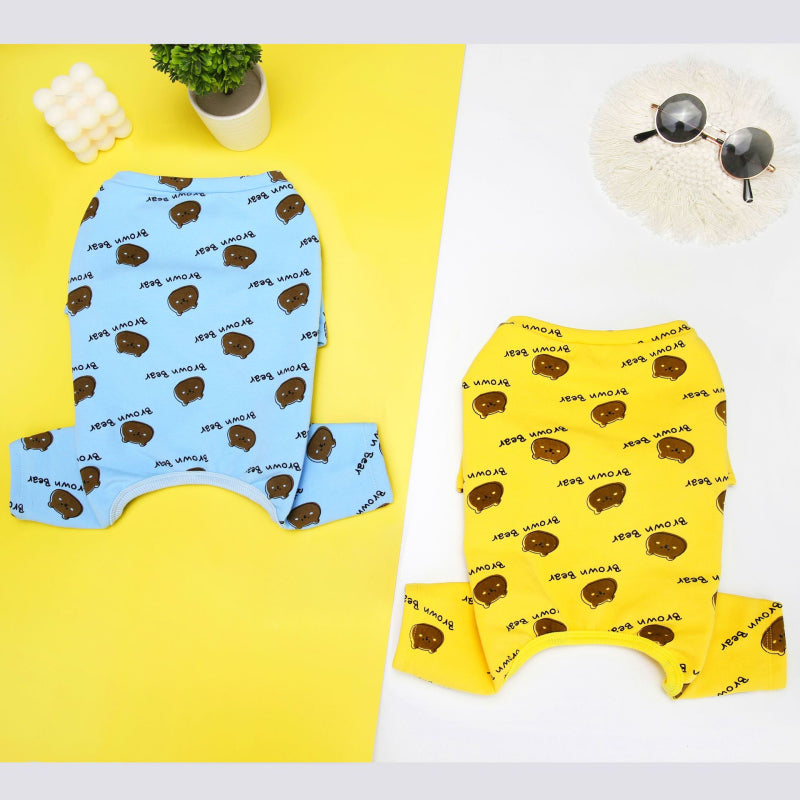KFX-5055421 Cotton Dog Clothes for Corgis in Blue and Yellow - Available in Multiple Sizes
