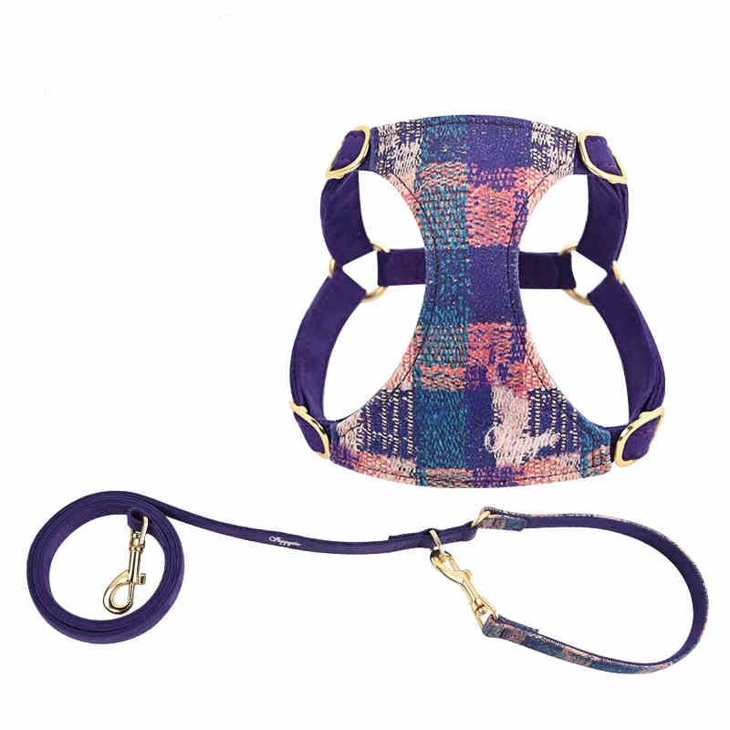 KFX-5056829 Dog Hand-Held Rope Vest for Comfortable Walking in Dark Night Blue, Spring Pink, and Sunset Purple