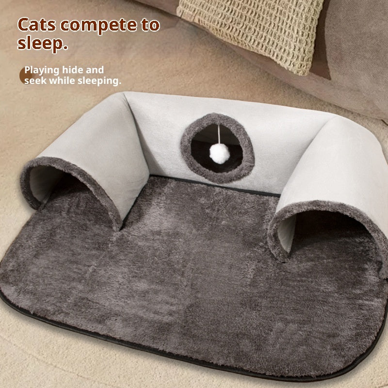 KFX-5057085 U-Shaped Cat Tunnel with Removable and Washable Cloth Cover, Available in Multiple Sizes