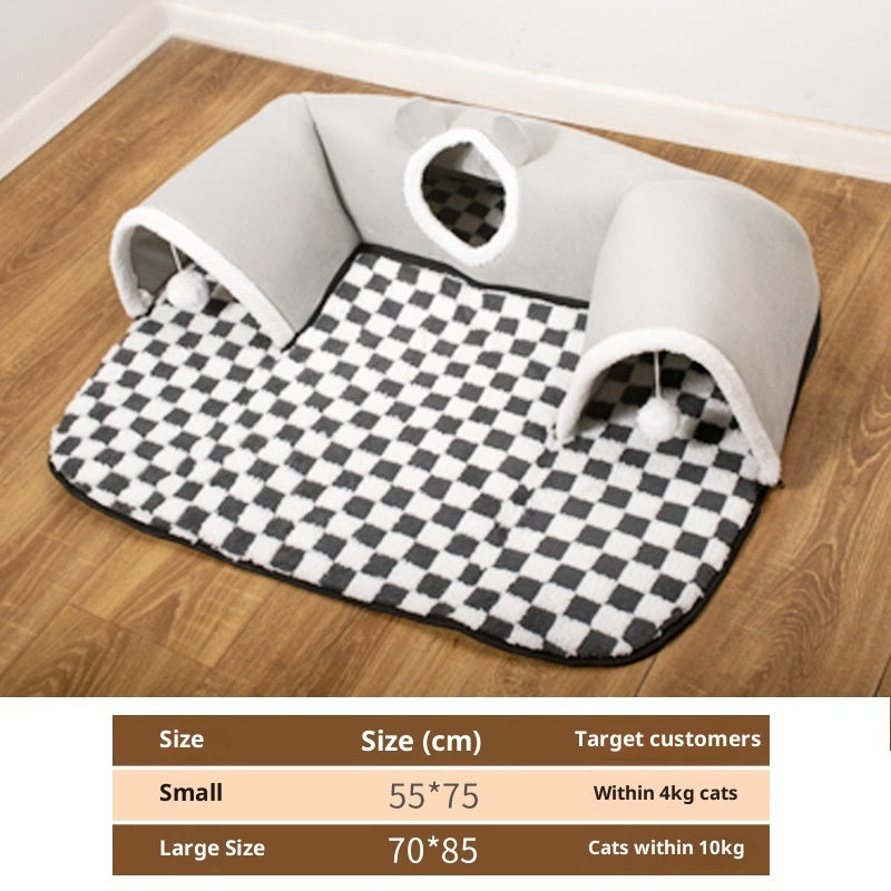 KFX-5057085 U-Shaped Cat Tunnel with Removable and Washable Cloth Cover, Available in Multiple Sizes