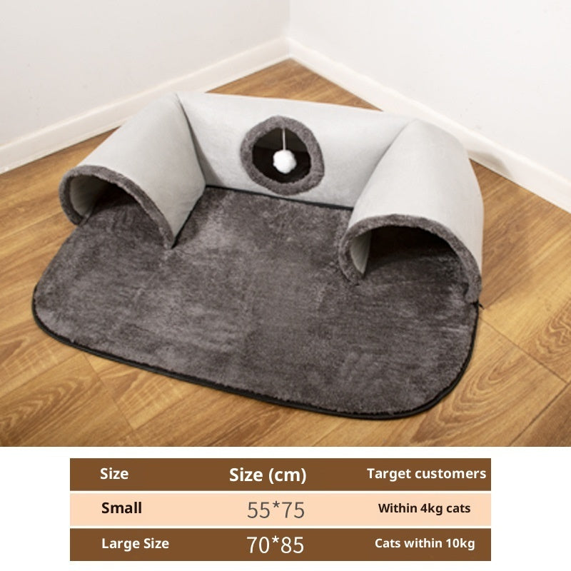 KFX-5057085 U-Shaped Cat Tunnel with Removable and Washable Cloth Cover, Available in Multiple Sizes
