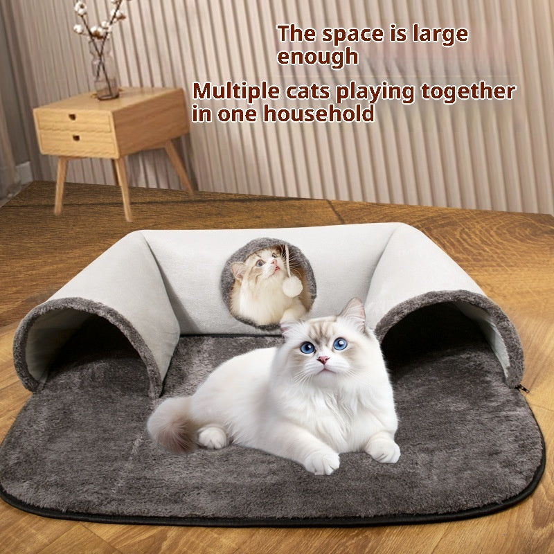 KFX-5057085 U-Shaped Cat Tunnel with Removable and Washable Cloth Cover, Available in Multiple Sizes