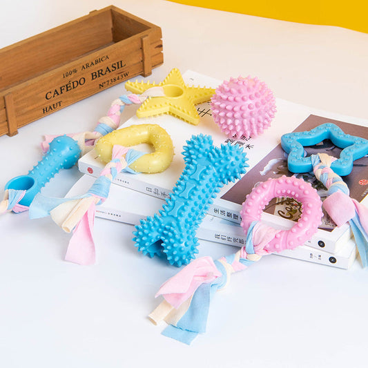 KFX-5057853 Multicolor TPR Knot Toy for Dogs and Cats - Durable Dental Chew Toy