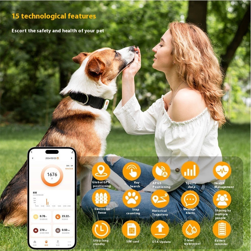KFX-5059005 Pet GPS Tracker with Health Monitoring - Compact, Accurate Positioning 10m, Durable ABS PC Material