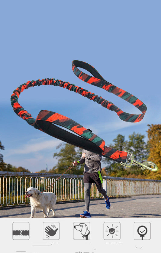 KFX-5062589 Camouflage Elastic Dog Leash with Pull Rope for Outdoor Activities