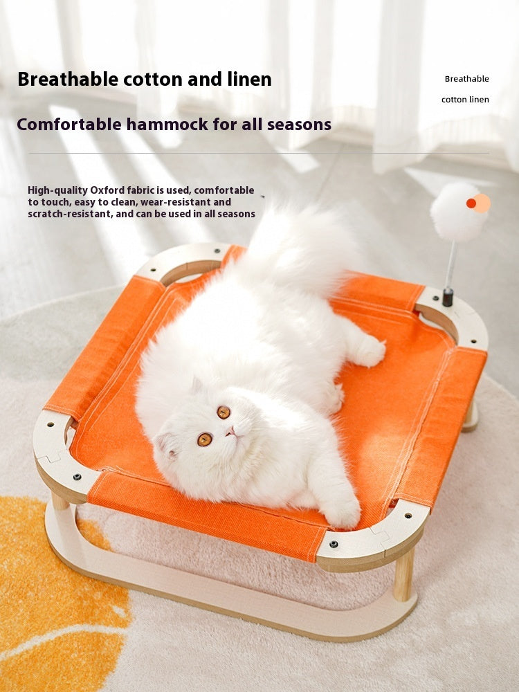 KFX-5067197 Washable Wooden Cat Hammock Bed - Minimalist Design for Cats and Small Dogs