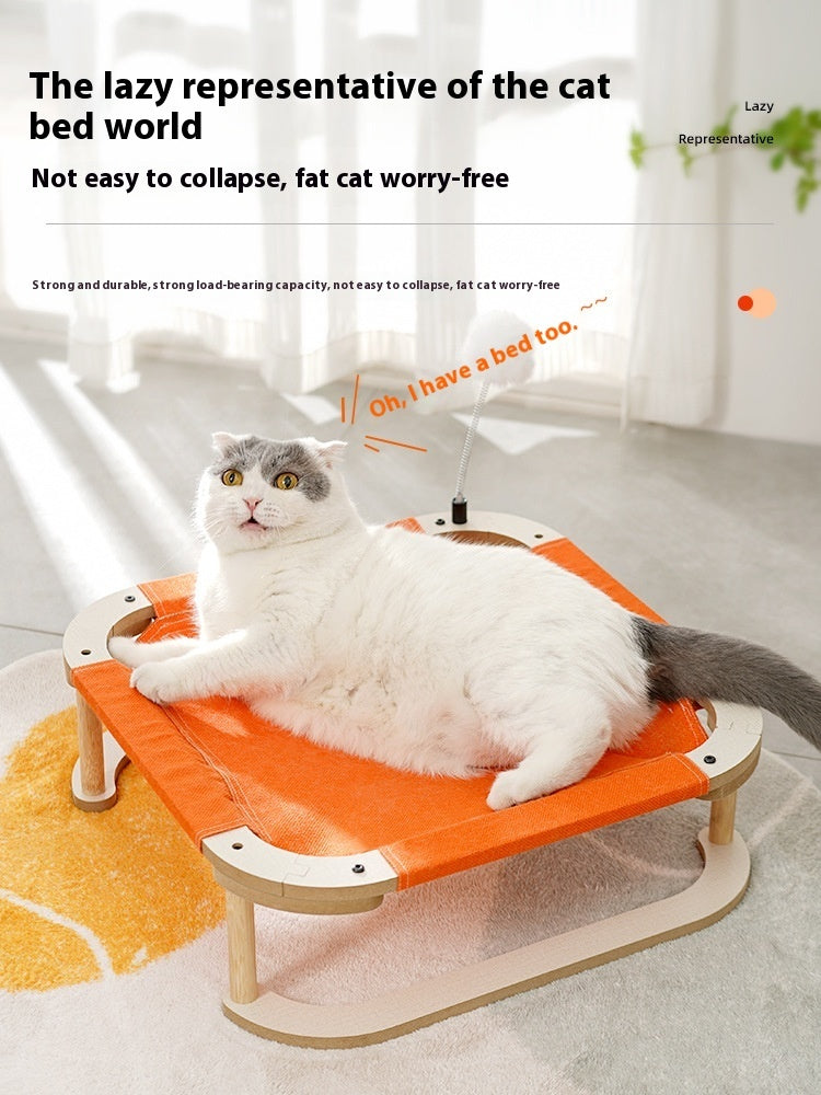 KFX-5067197 Washable Wooden Cat Hammock Bed - Minimalist Design for Cats and Small Dogs