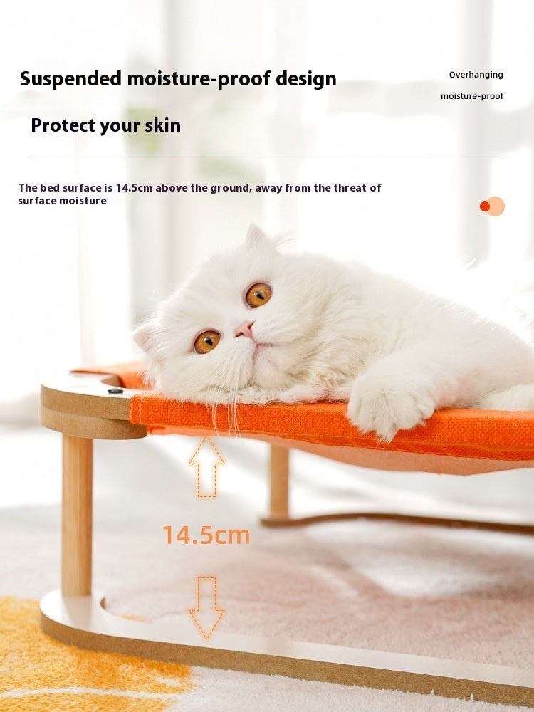 KFX-5067197 Washable Wooden Cat Hammock Bed - Minimalist Design for Cats and Small Dogs
