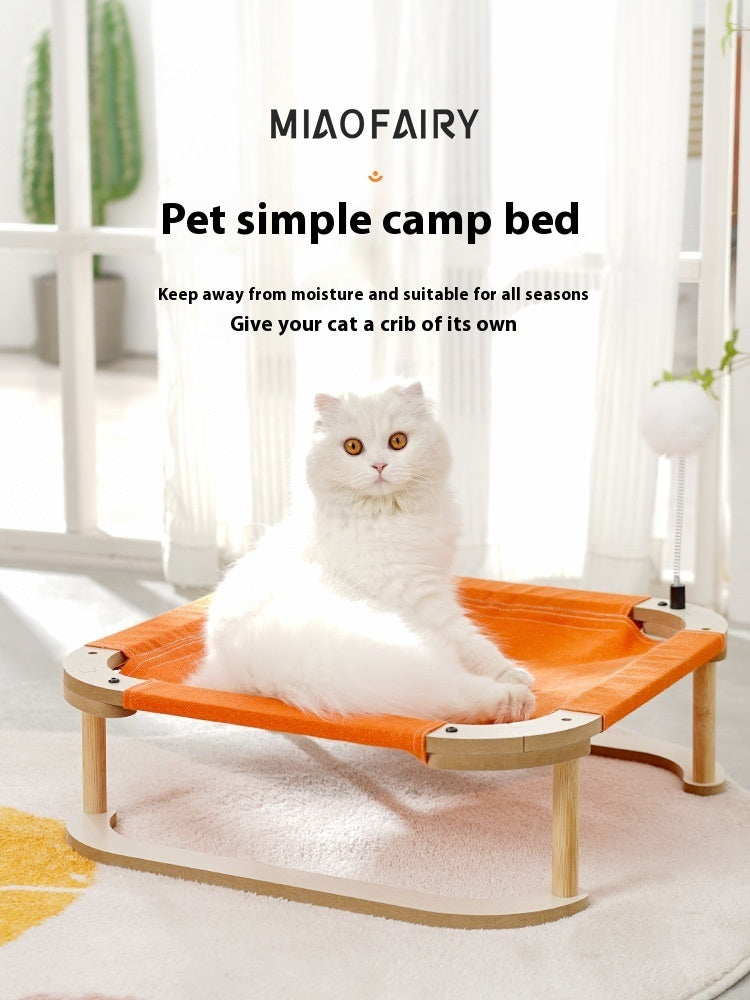 KFX-5067197 Washable Wooden Cat Hammock Bed - Minimalist Design for Cats and Small Dogs