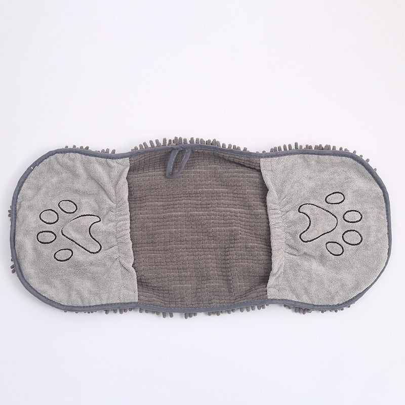 KFX-5068221 Absorbent Fiber Towel for Cats - 35x80cm Gray Pet Scrubbing and Gloved Bath Towel