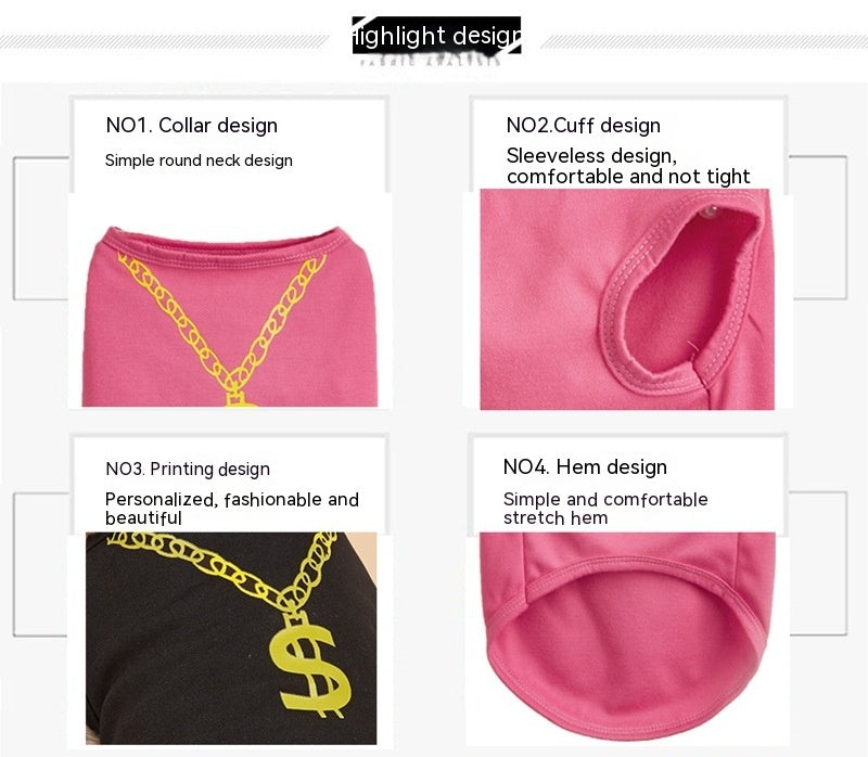 KFX-5070909 Lightweight Casual Dog Vest in Black and Rose Red - XS to L Sizes Available