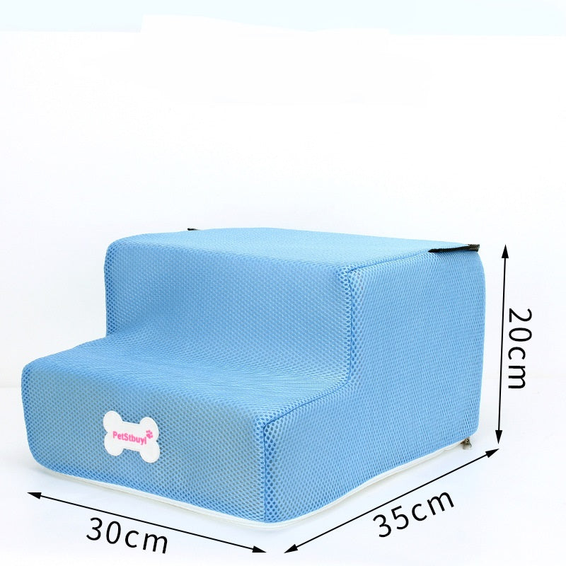 KFX-5071805 Pet Stairs with Breathable Mesh Fabric and High-Density Sponge - Detachable & Non-Slip Climbing Ladder for Dogs and Cats